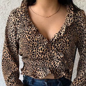 H&M Cheetah Long Sleeve Blouse